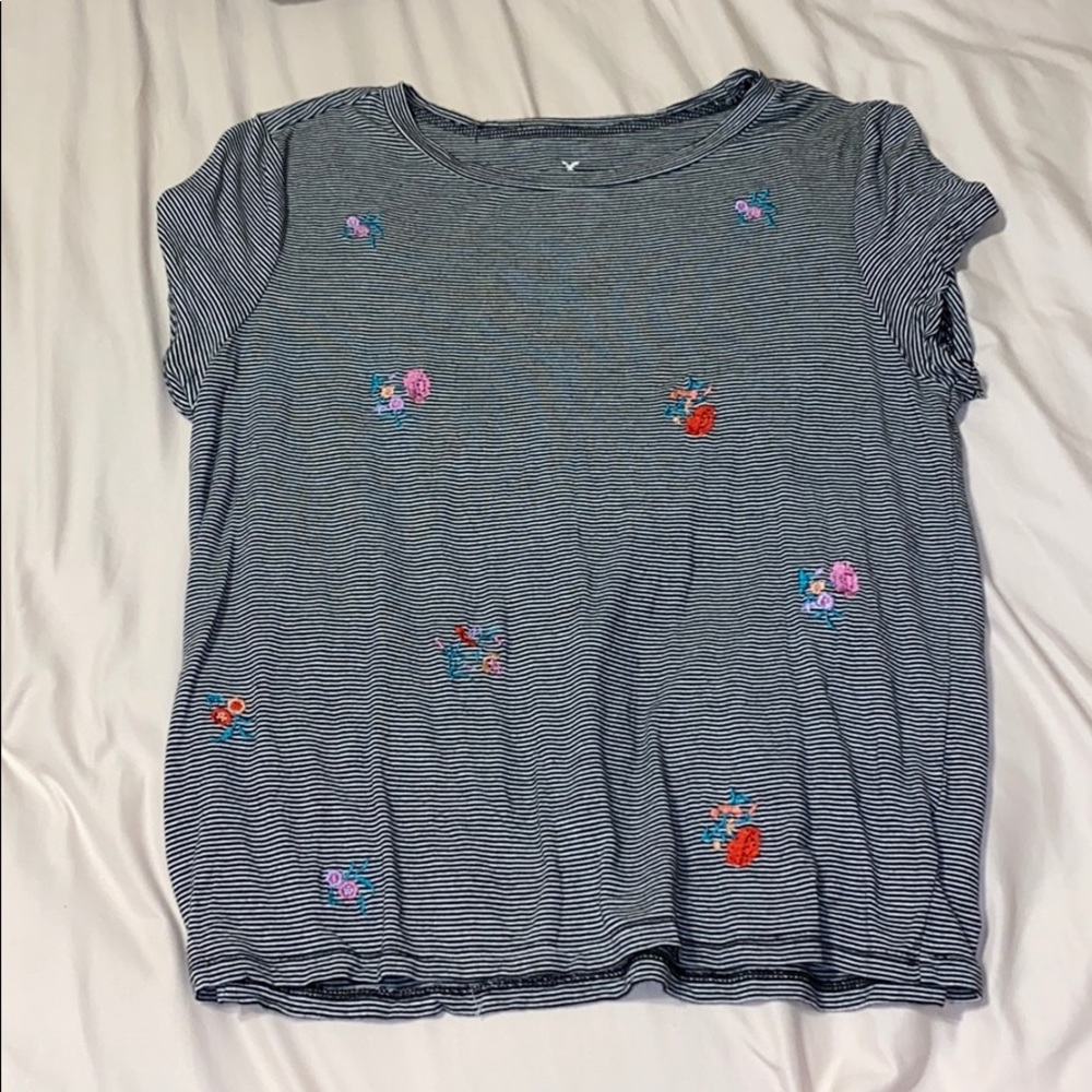 Striped and embroidered AEO top